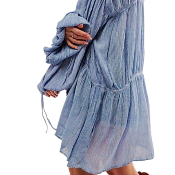 FREE PEOPLE JULIET KIMONO BLUE ONE SIZE - Picture 7 of 12